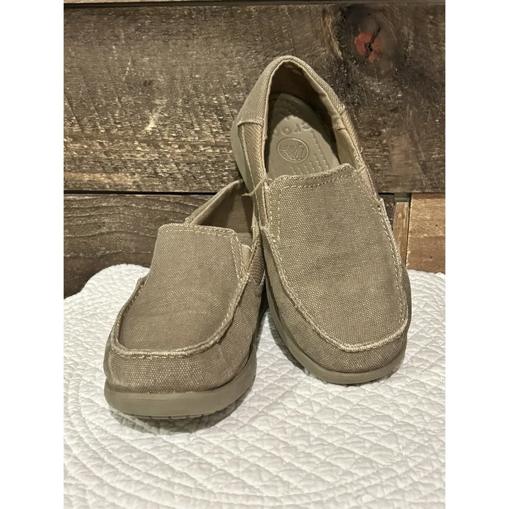 Toddler Crocs Canvas Slip On Shoes |‎ Santa Cruz Size C 2 Brown Canvas